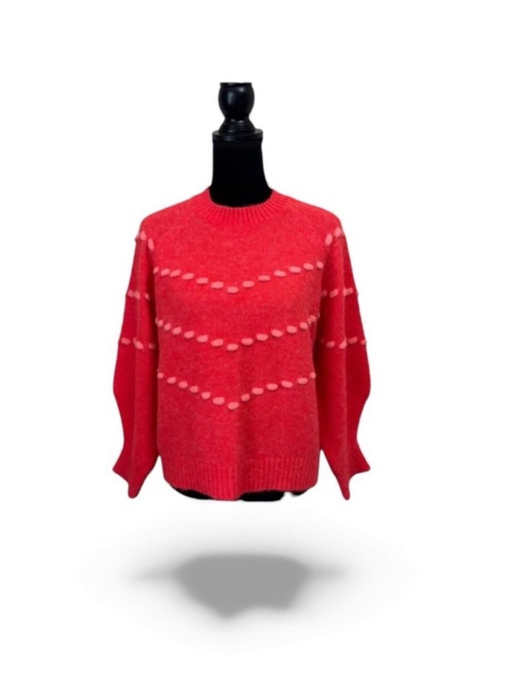 Lush casual cherry red pink long sleeve knit pullover crew neck sweater small